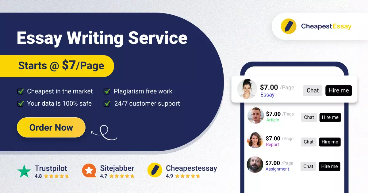 Cheapest Essay Writing Service at $7/Page - Hire Essay Writer